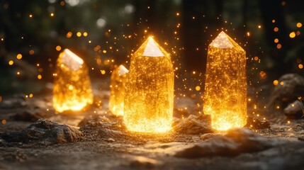 Fototapeta premium Glowing Crystals Shine Brightly