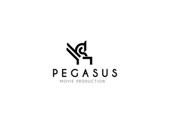 Pegasus Horse Jump Flying Logo. Pegasus Horse logo design vector illustration