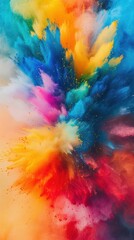 Minimal space colorful rainbow holi paint color powder explosion painting backgrounds creativity.