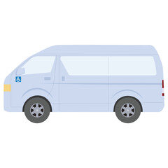 訪問看護サービスの自宅送迎途中の福祉車両（車椅子マーク付き）＿治療＿医療
