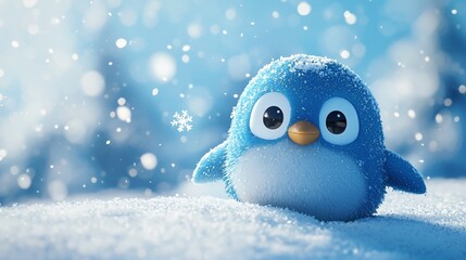 Obraz premium Adorable Blue Penguin In Winter Snow Scene