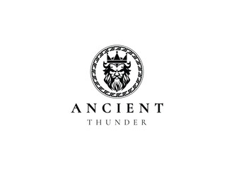 Ancient greek zeus logo design. Vintage zeus logo vector