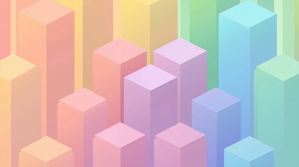 Fototapeta premium Abstract Pastel Cubes Isometric Cityscape Design