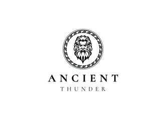 Ancient greek zeus logo design. Vintage zeus logo vector
