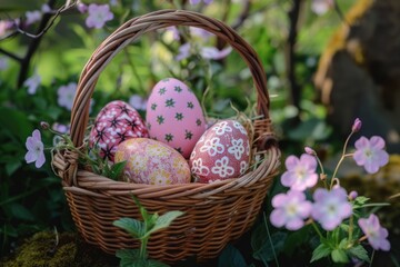 Easter eggs basket flower easter.