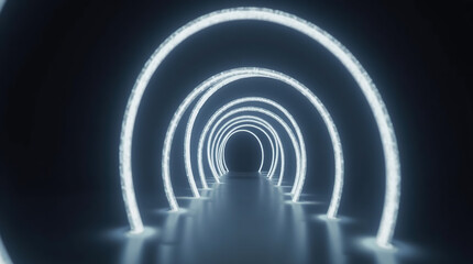 Fototapeta premium Abstract background, tunnel of glowing arcs.