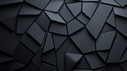 Abstract Dark Geometric Pattern: A dramatic and intense background image featuring a complex arrangement of dark gray, fragmented geometric shapes creating a textured, three-dimensional effect.