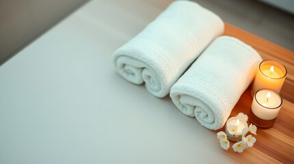 Spa still life art collection featuring serene spa scenes. copyspace for text