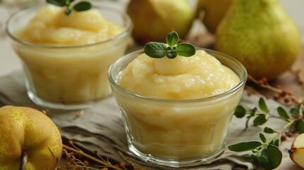 Pear Puree: With its gentle sweetness and rich fiber and vitamin content, pear puree is a great option for early food introduction to your baby.
