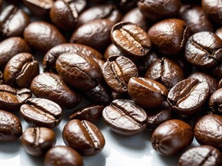 Naklejka premium Close-up photograph of roasted coffee beans texture