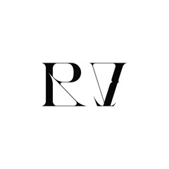 RV monogram logo design letter text name symbol monochrome logotype alphabet character simple logo