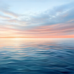 Fototapeta premium Seascape at Dawn: The serene water mirrors the soft, pastel hues of a dawning sky, creating a tranquil and harmonious panorama, capturing the essence of calm.