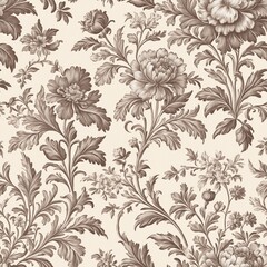 Elegant vintage French floral toile pattern
