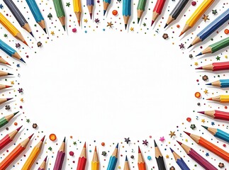 Obraz premium Colorful Stationery Doodle Art, High-Quality Design