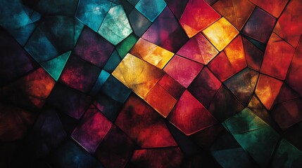 Fototapeta premium Abstract Colorful Geometric Pattern Rich Jewel Tones. AI Generated