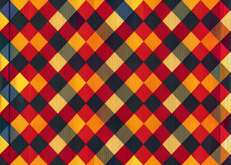 Vibrant geometric plaid pattern design.