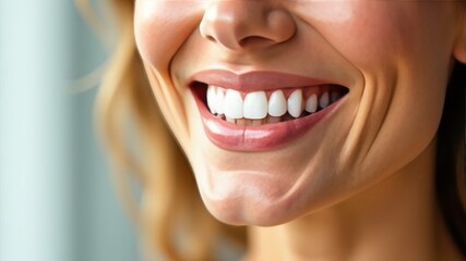 Obraz premium female smile with snow-white teeth close-up