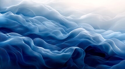 Obraz premium Serene Blue Fabric Waves Soft Light. AI Generated