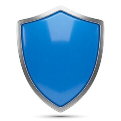 blue and silver 3d shiny shield icon isolated on white background
