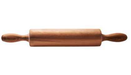 Wooden rolling pin on a white isolated background.