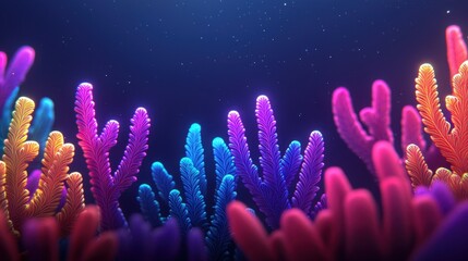 Fototapeta premium Vibrant Abstract Coral Reef in Deep Blue Ocean