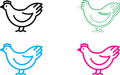 Minimalist bird logo, simple line art, stylized avian design, black pink blue green color variations, graphic icon set, modern branding elements, sleek geometric shapes, abstract dove silhouette, clea