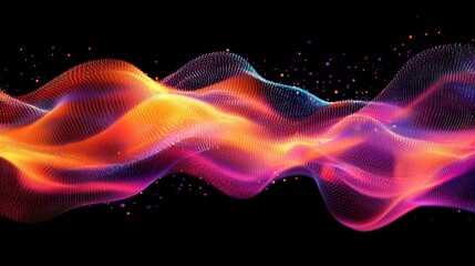 Fototapeta premium Abstract wave, glowing, digital, particles, dark, background, design, element