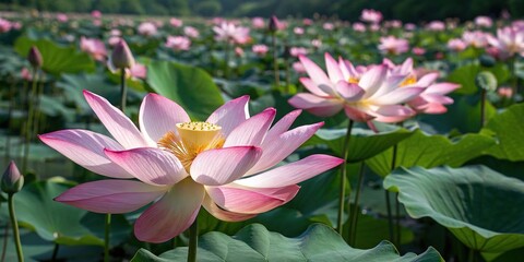 Fototapeta premium Labor Day Lotus Seamless Pattern - Bright & Bold Design