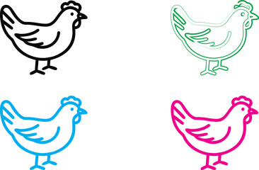 Minimalist bird logo, simple line art, stylized avian design, black pink blue green color variations, graphic icon set, modern branding elements, sleek geometric shapes, abstract dove silhouette, clea