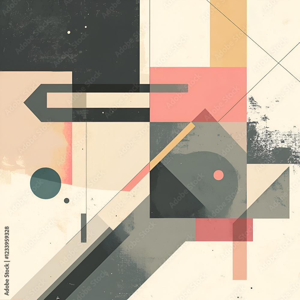 Poster geometric harmony: a captivating geometric composition of layered shapes and forms. featuring an int