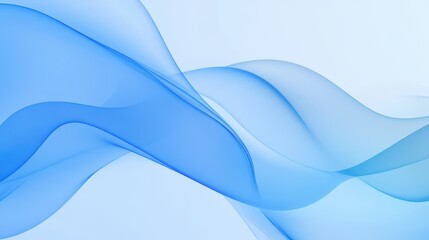 Fototapeta premium Abstract blue transparent waves with smooth curves and soft shadows on a clean, modern background. The design features fluid gradient motion of dynamic lines on a minimal backdrop.
