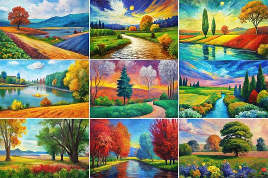 Nature-Inspired Mother's Day Patterns with Post-Impressionist Landscapes