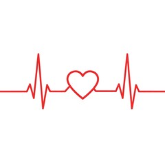 red heartbeat ekg line with love concept graphic design  illustration