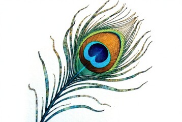 Obraz premium Peacock Feather Eye Detail Watercolor Art