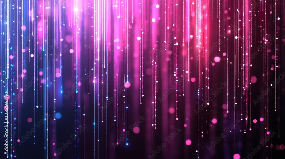 Aufkleber Abstract digital background featuring vertical pink and blue light dots, creating a visually striking and dynamic effect.