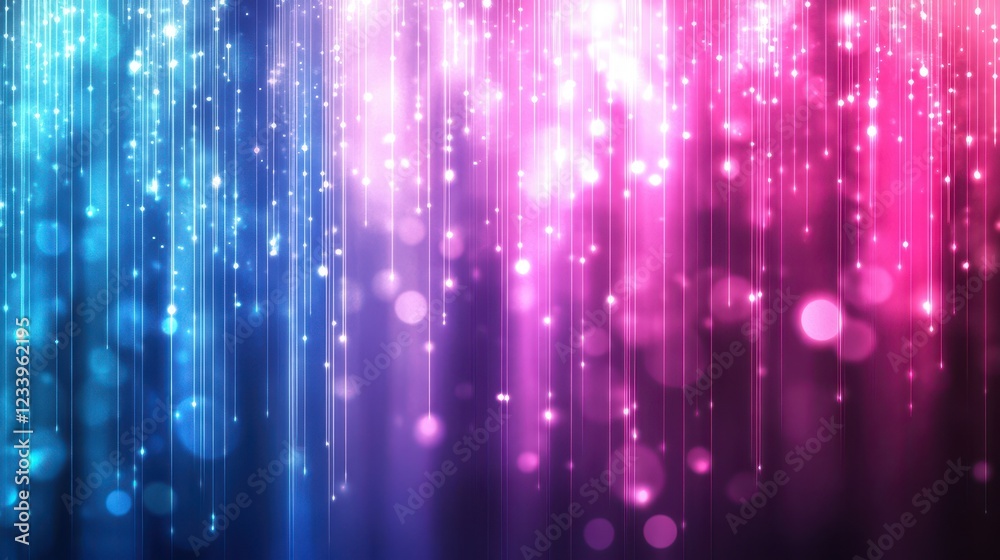 Poster Abstract digital background featuring vertical pink and blue light dots, creating a visually striking and dynamic effect.