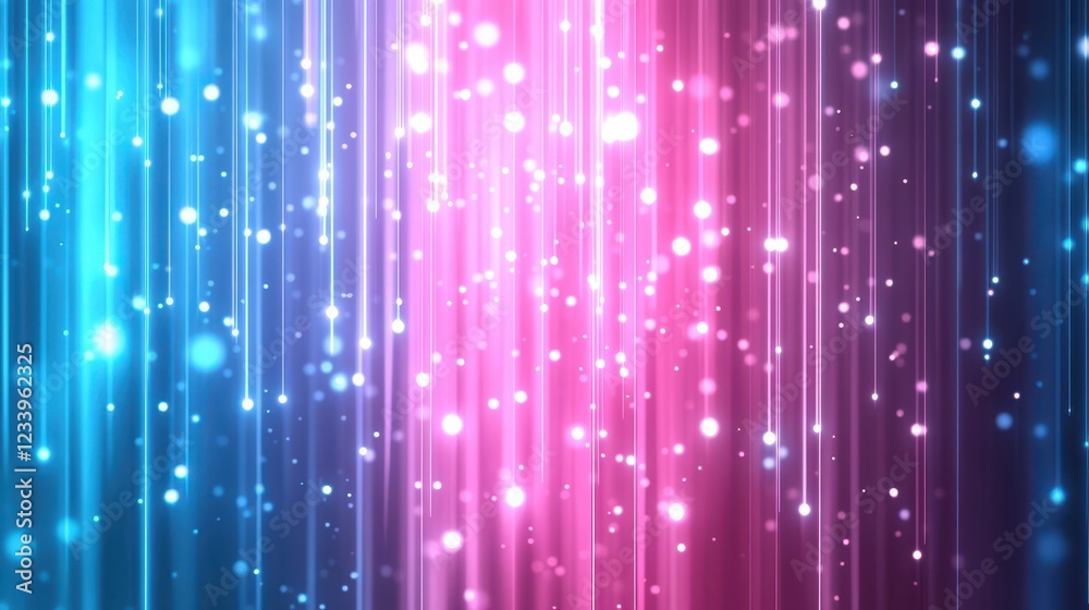 Poster Abstract digital background featuring vertical pink and blue light dots, creating a visually striking and dynamic effect.