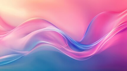 Obraz premium Abstract neon blue and pink waves with smooth curves and soft shadows, creating a fluid gradient motion against a clean, modern background. The design features dynamic lines and a minimal backdrop.