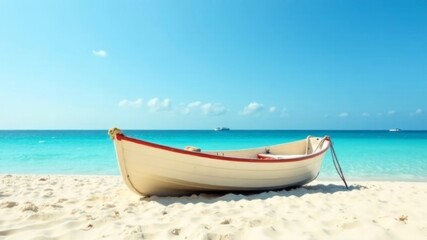 Obraz premium small boat on the beach near the seashore