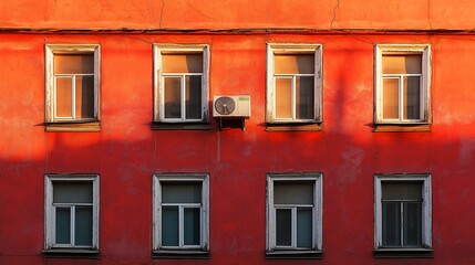 Obraz premium Red brick building at sunset 