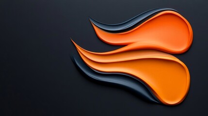 Obraz premium Abstract Orange and Black Swirls: Two elegant swirls of orange and black paint create a dynamic, abstract composition against a dark background, evoking a sense of movement and artistic expression.