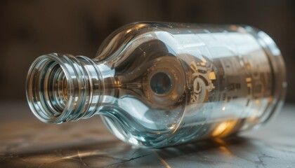 clear glass bottle with smooth curves and transparent texture