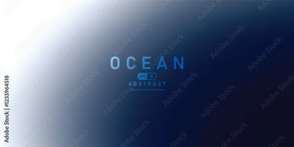 Poster Ocean gradient background with smooth transitions from white to deep blue, creating calming and abstract effect