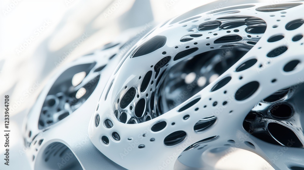 Aufkleber An abstract futuristic shape with a sleek, 3D render showcases cutting-edge design and modern aesthetics.