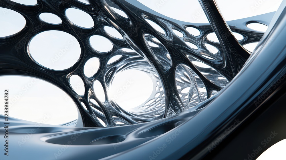 Poster an abstract futuristic shape with a sleek, 3d render showcases cutting-edge design and modern aesthe