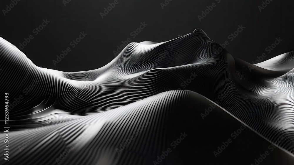 Poster An abstract futuristic shape with a sleek, 3D render showcases cutting-edge design and modern aesthetics.