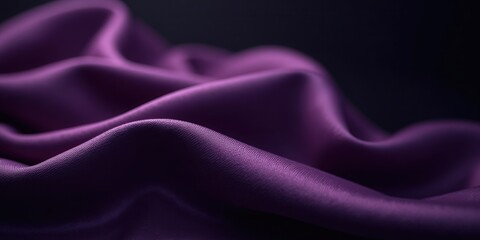 Fototapeta premium Rich, dark purple fabric reveals its layered elegance through a smooth, wavy texture, with subtle depth from varied tones in each layer