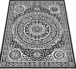 Black Area Rug Silhouette Vector, High Quality Illustration on White Background