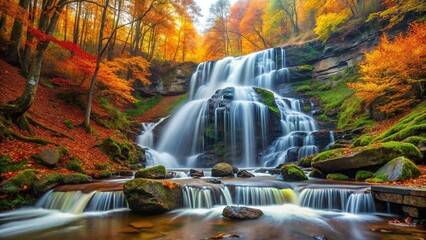 Verkhniy Shypot Waterfall in Autumn Carpathians