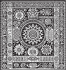 Black Area Rug Silhouette Vector, High Quality Illustration on White Background